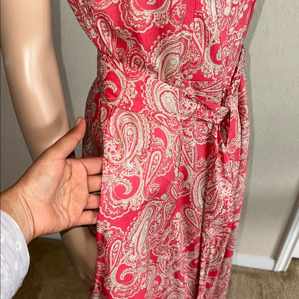 NWT Tommy Hilfiger Red Paisley Midi Dress Size 8. - Picture 6 of 16